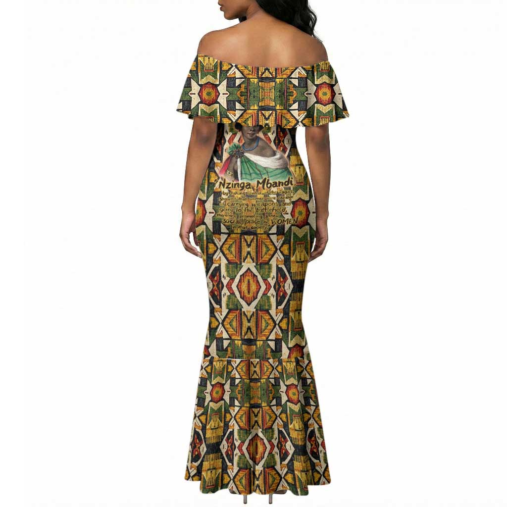 Queen Nzinga Mermaid Dress Mbandi Traditional Regal Portrait Empowerment Quote African Female Leadership - Wonder Print Shop