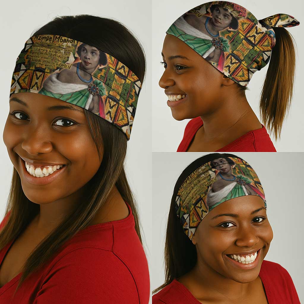 Queen Nzinga Neck Gaiter Mbandi Traditional Regal Portrait Empowerment Quote African Female Leadership - Wonder Print Shop