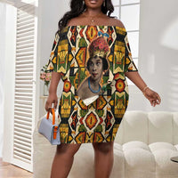 Queen Nzinga Off Shoulder Short Dress Mbandi Traditional Regal Portrait Empowerment Quote African Female Leadership - Wonder Print Shop