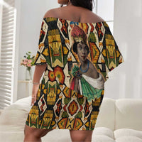 Queen Nzinga Off Shoulder Short Dress Mbandi Traditional Regal Portrait Empowerment Quote African Female Leadership - Wonder Print Shop