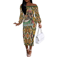 Queen Nzinga Off The Shoulder Long Sleeve Dress Mbandi Traditional Regal Portrait Empowerment Quote African Female Leadership - Wonder Print Shop