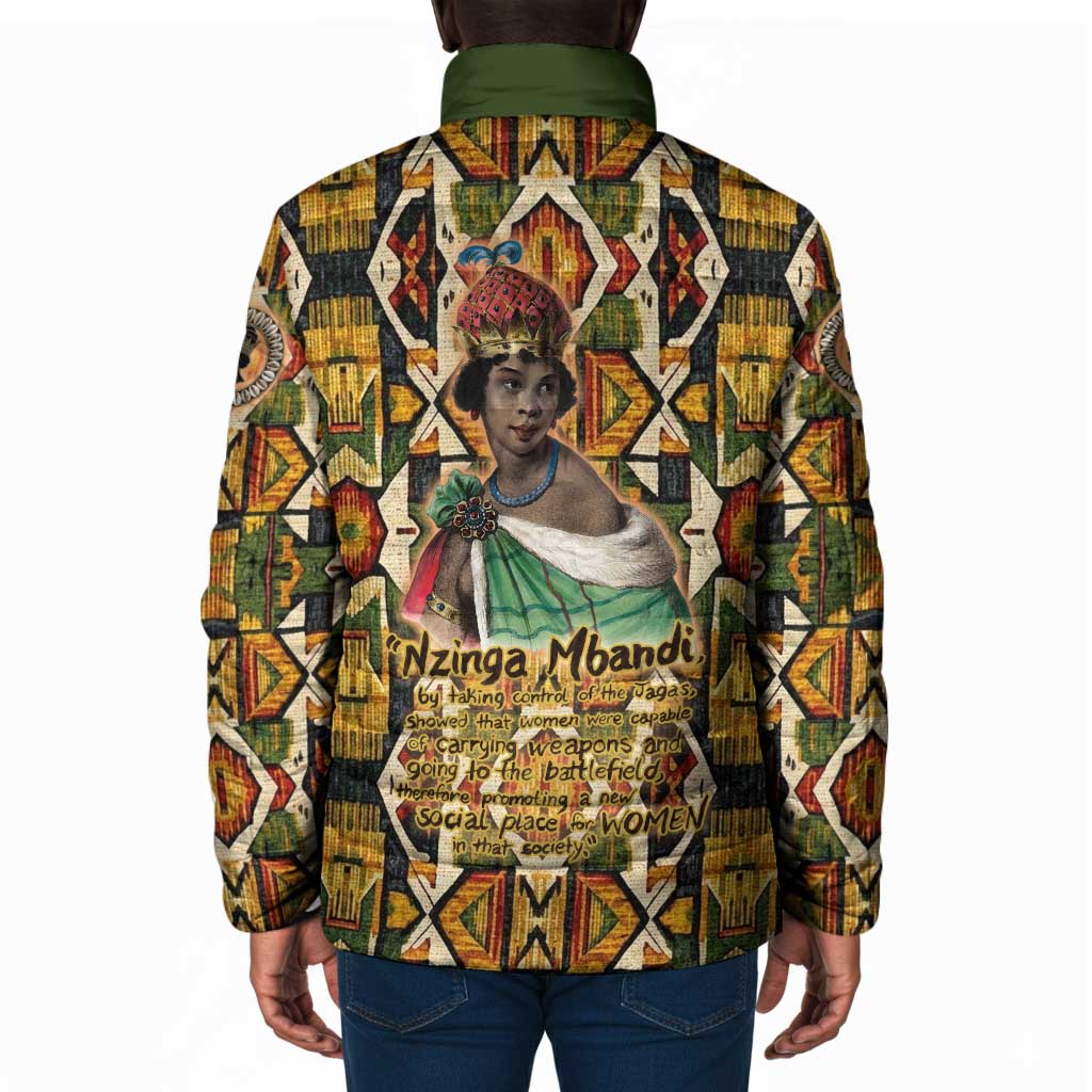 Queen Nzinga Padded Jacket Mbandi Traditional Regal Portrait Empowerment Quote African Female Leadership - Wonder Print Shop