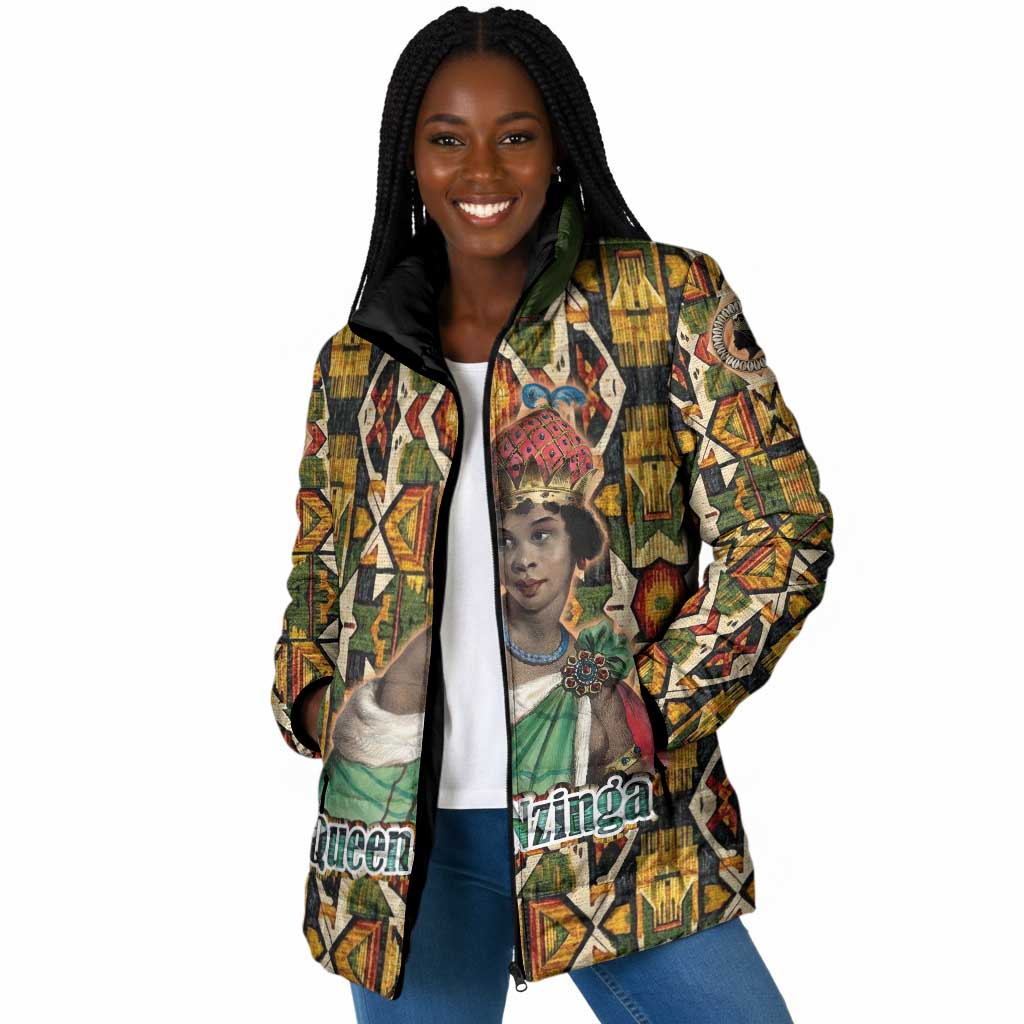 Queen Nzinga Padded Jacket Mbandi Traditional Regal Portrait Empowerment Quote African Female Leadership - Wonder Print Shop