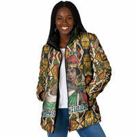 Queen Nzinga Padded Jacket Mbandi Traditional Regal Portrait Empowerment Quote African Female Leadership - Wonder Print Shop