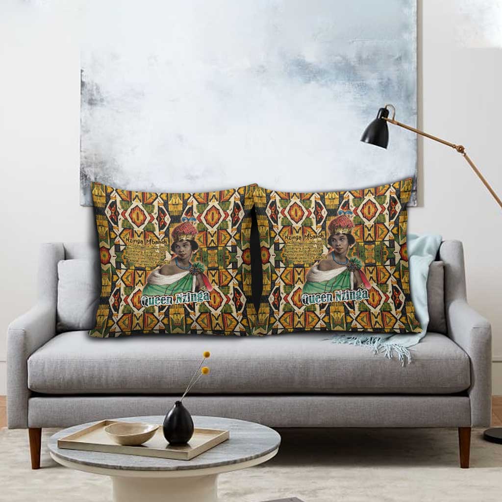 Queen Nzinga Pillow Cover Mbandi Traditional Regal Portrait Empowerment Quote African Female Leadership - Wonder Print Shop