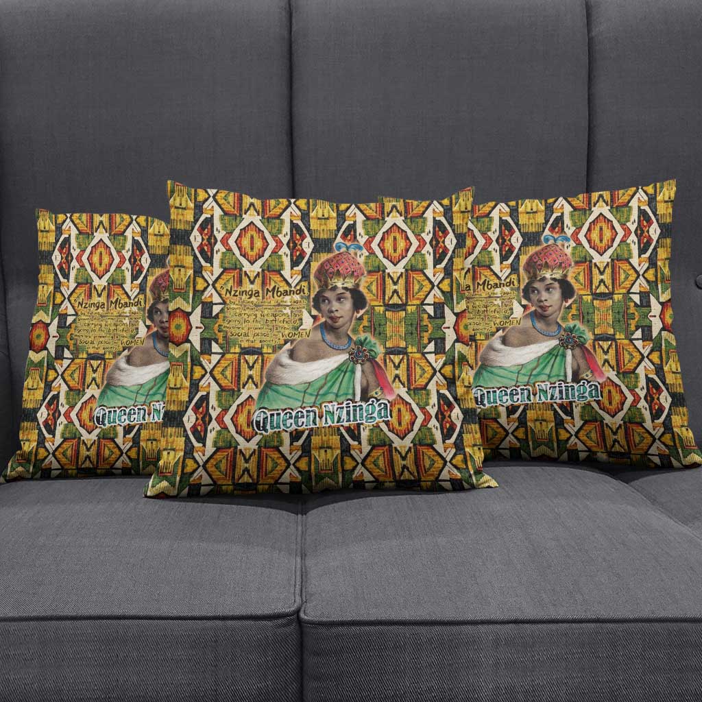 Queen Nzinga Pillow Cover Mbandi Traditional Regal Portrait Empowerment Quote African Female Leadership - Wonder Print Shop