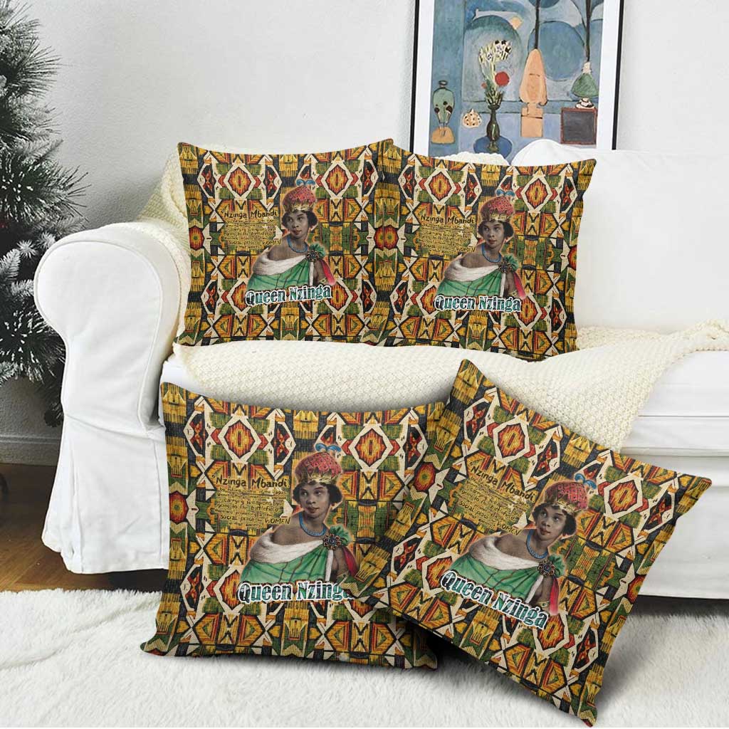 Queen Nzinga Pillow Cover Mbandi Traditional Regal Portrait Empowerment Quote African Female Leadership - Wonder Print Shop