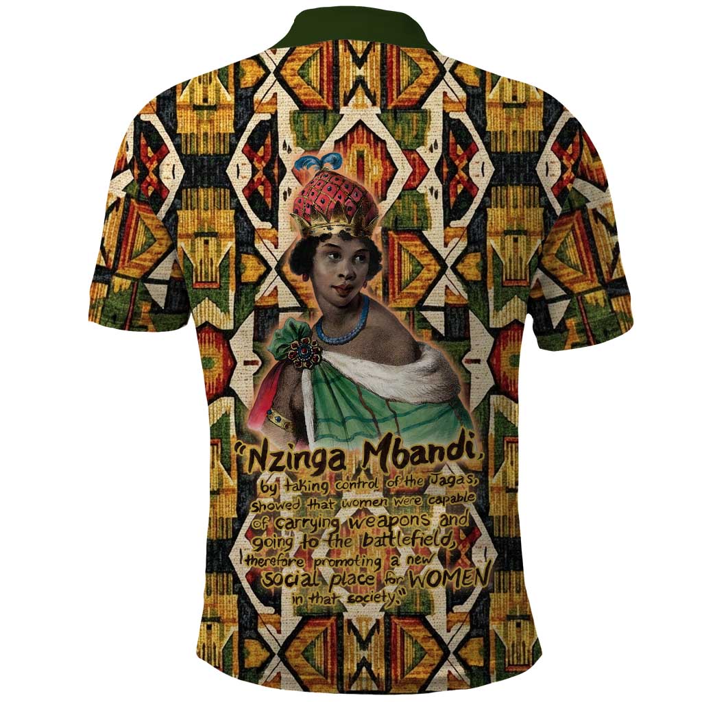 Queen Nzinga Polo Shirt Mbandi Traditional Regal Portrait Empowerment Quote African Female Leadership - Wonder Print Shop