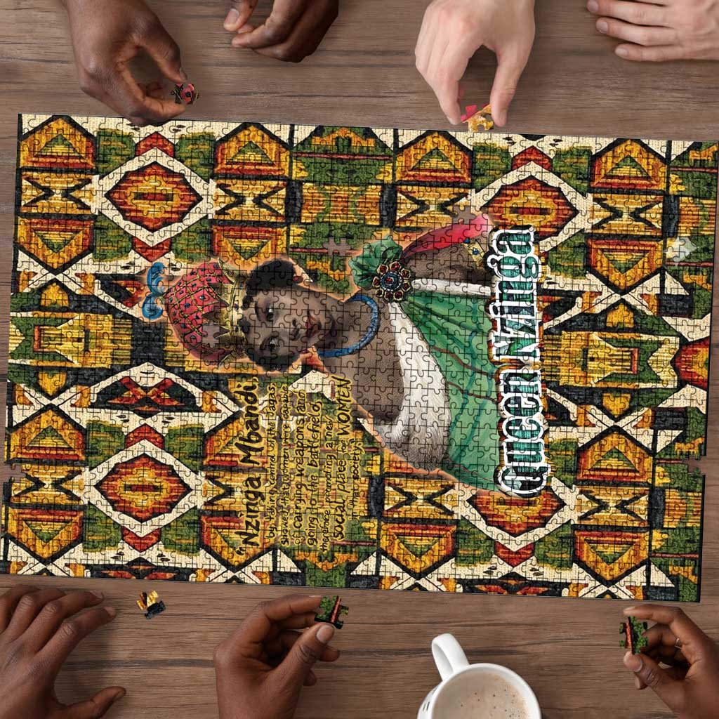 Queen Nzinga Puzzle Mbandi Traditional Regal Portrait Empowerment Quote African Female Leadership - Wonder Print Shop