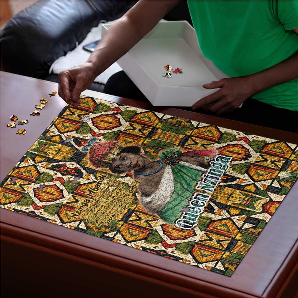 Queen Nzinga Puzzle Mbandi Traditional Regal Portrait Empowerment Quote African Female Leadership - Wonder Print Shop