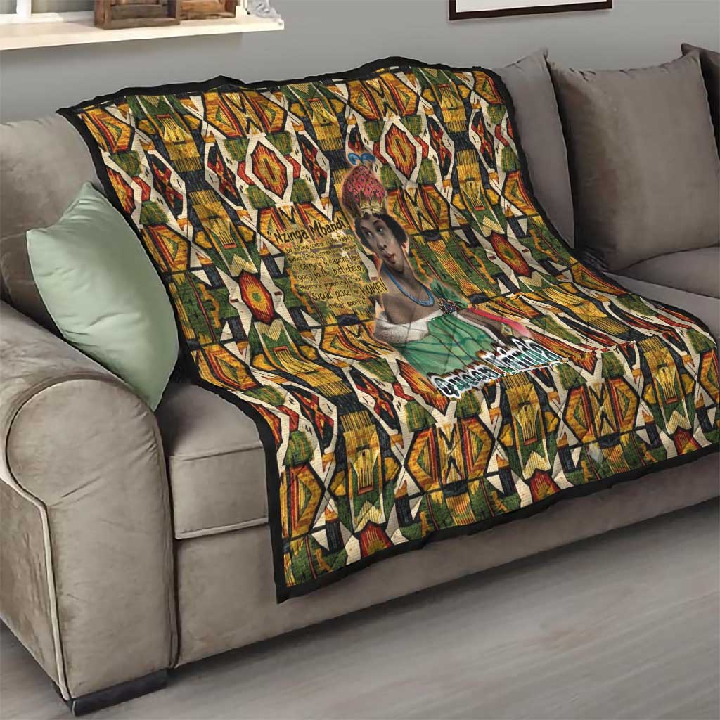 Queen Nzinga Quilt Mbandi Traditional Regal Portrait Empowerment Quote African Female Leadership - Wonder Print Shop