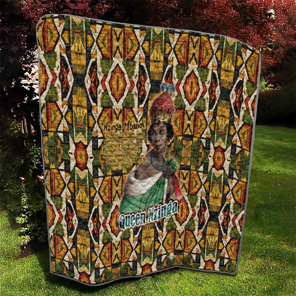 Queen Nzinga Quilt Mbandi Traditional Regal Portrait Empowerment Quote African Female Leadership - Wonder Print Shop