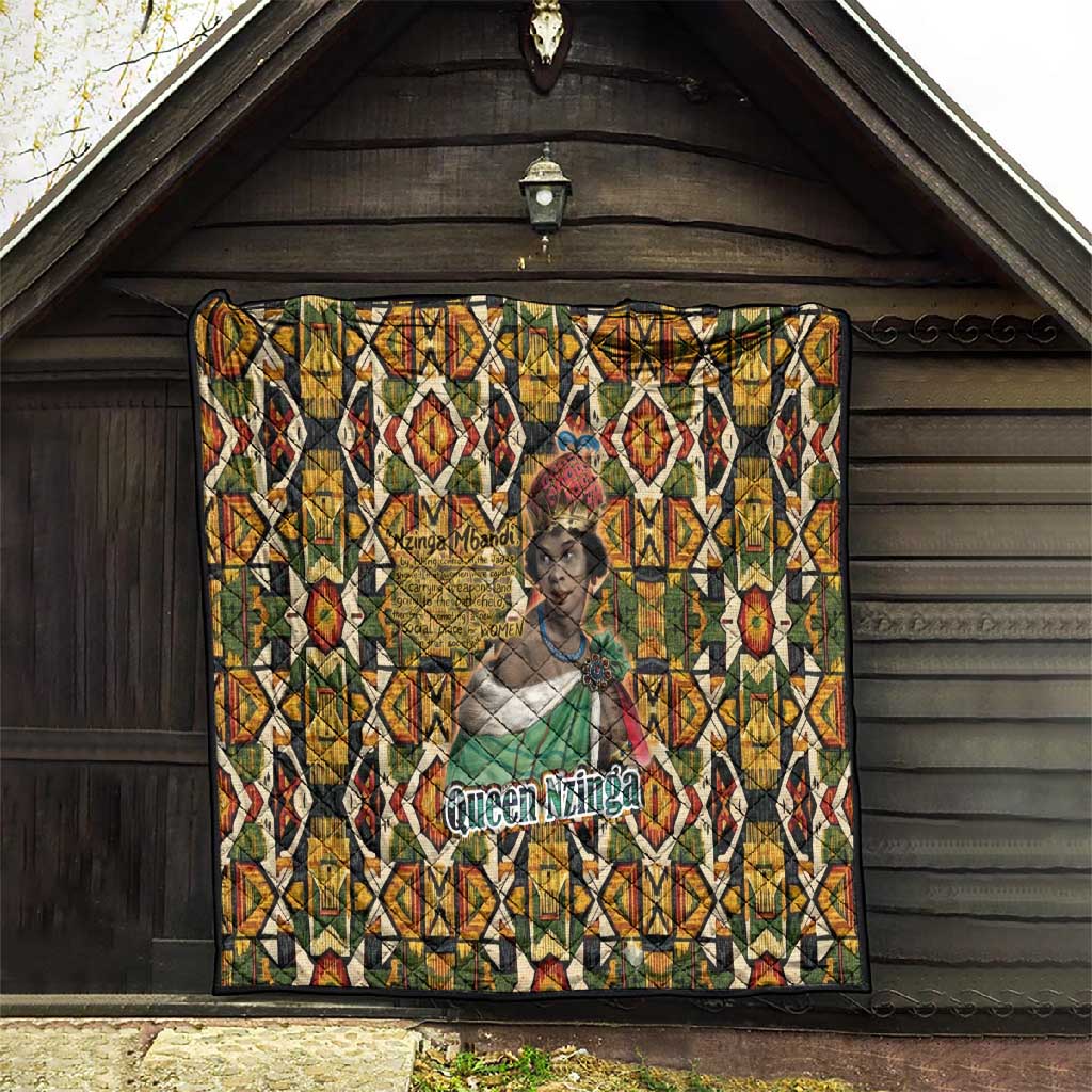 Queen Nzinga Quilt Mbandi Traditional Regal Portrait Empowerment Quote African Female Leadership - Wonder Print Shop