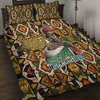 Queen Nzinga Quilt Bed Set Mbandi Traditional Regal Portrait Empowerment Quote African Female Leadership - Wonder Print Shop