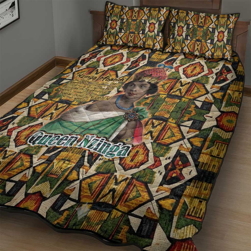 Queen Nzinga Quilt Bed Set Mbandi Traditional Regal Portrait Empowerment Quote African Female Leadership - Wonder Print Shop