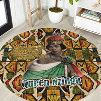 Queen Nzinga Round Carpet Mbandi Traditional Regal Portrait Empowerment Quote African Female Leadership - Wonder Print Shop