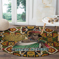 Queen Nzinga Round Carpet Mbandi Traditional Regal Portrait Empowerment Quote African Female Leadership - Wonder Print Shop