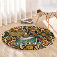 Queen Nzinga Round Carpet Mbandi Traditional Regal Portrait Empowerment Quote African Female Leadership - Wonder Print Shop