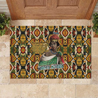 Queen Nzinga Rubber Doormat Mbandi Traditional Regal Portrait Empowerment Quote African Female Leadership - Wonder Print Shop