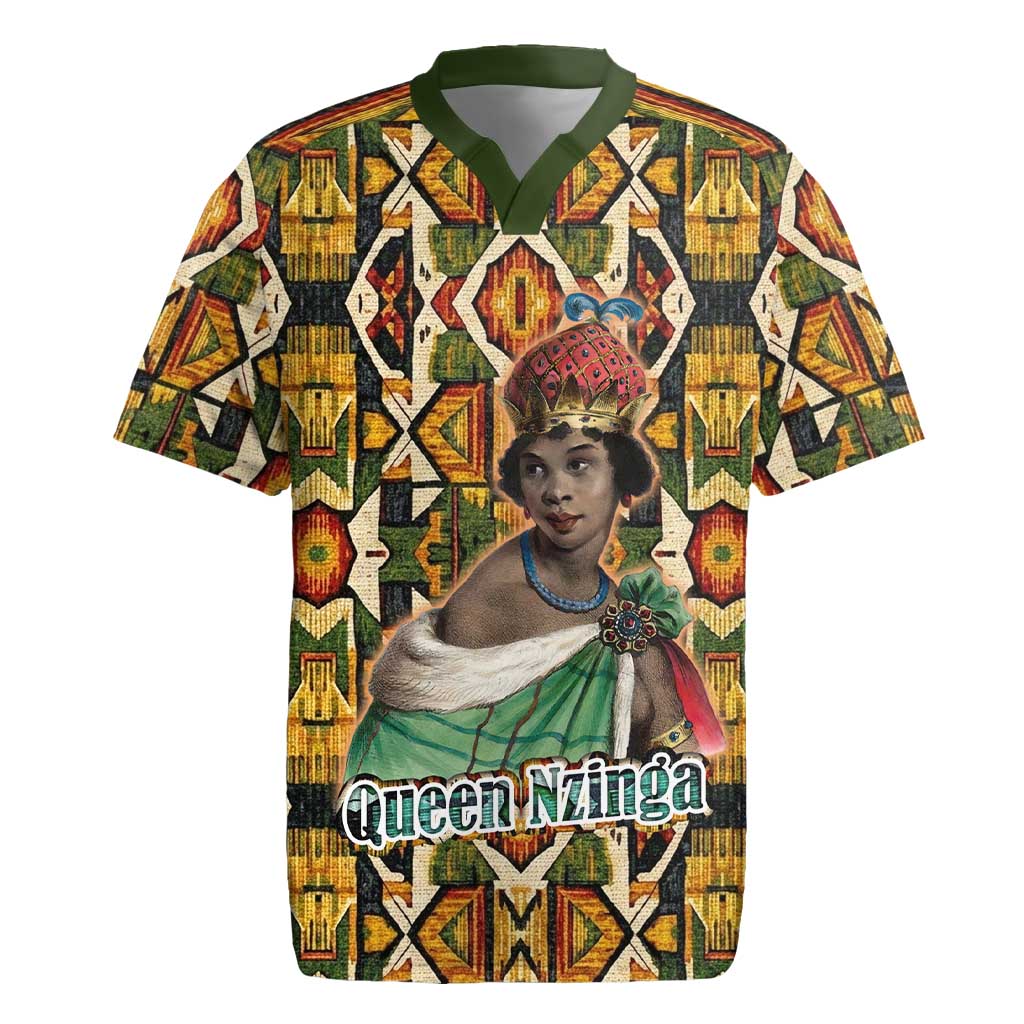 Queen Nzinga Rugby Jersey Mbandi Traditional Regal Portrait Empowerment Quote African Female Leadership - Wonder Print Shop