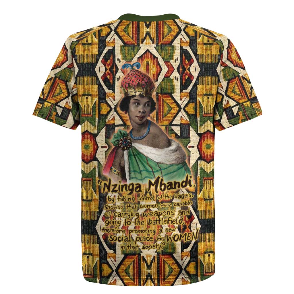 Queen Nzinga Rugby Jersey Mbandi Traditional Regal Portrait Empowerment Quote African Female Leadership - Wonder Print Shop