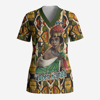Queen Nzinga Scrub Top Mbandi Traditional Regal Portrait Empowerment Quote African Female Leadership - Wonder Print Shop