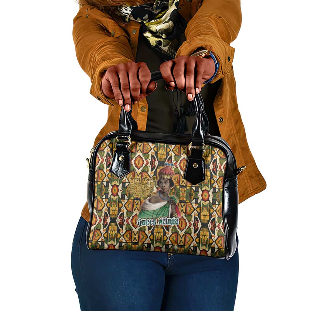Queen Nzinga Shoulder Handbag Mbandi Traditional Regal Portrait Empowerment Quote African Female Leadership - Wonder Print Shop