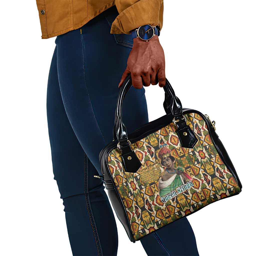Queen Nzinga Shoulder Handbag Mbandi Traditional Regal Portrait Empowerment Quote African Female Leadership - Wonder Print Shop
