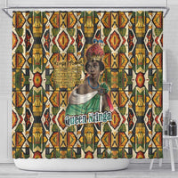 Queen Nzinga Shower Curtain Mbandi Traditional Regal Portrait Empowerment Quote African Female Leadership - Wonder Print Shop