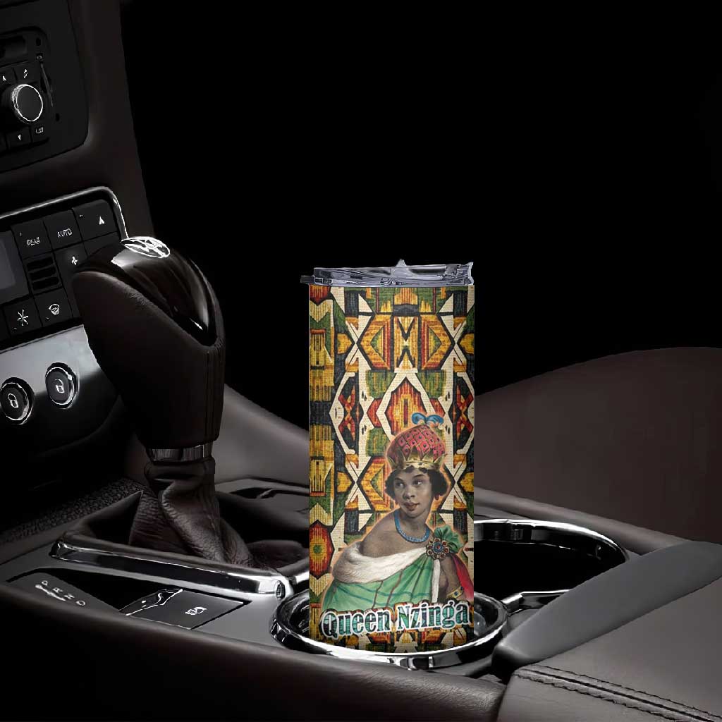Queen Nzinga Skinny Tumbler Mbandi Traditional Regal Portrait Empowerment Quote African Female Leadership - Wonder Print Shop