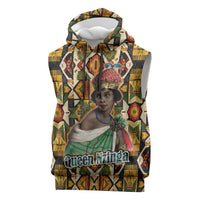 Queen Nzinga Sleeveless Hoodie Mbandi Traditional Regal Portrait Empowerment Quote African Female Leadership - Wonder Print Shop