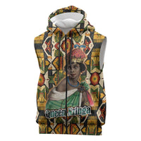 Queen Nzinga Sleeveless Zip Hoodie Mbandi Traditional Regal Portrait Empowerment Quote African Female Leadership - Wonder Print Shop