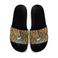 Queen Nzinga Slide Sandals Mbandi Traditional Regal Portrait Empowerment Quote African Female Leadership - Wonder Print Shop