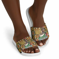 Queen Nzinga Slide Sandals Mbandi Traditional Regal Portrait Empowerment Quote African Female Leadership - Wonder Print Shop