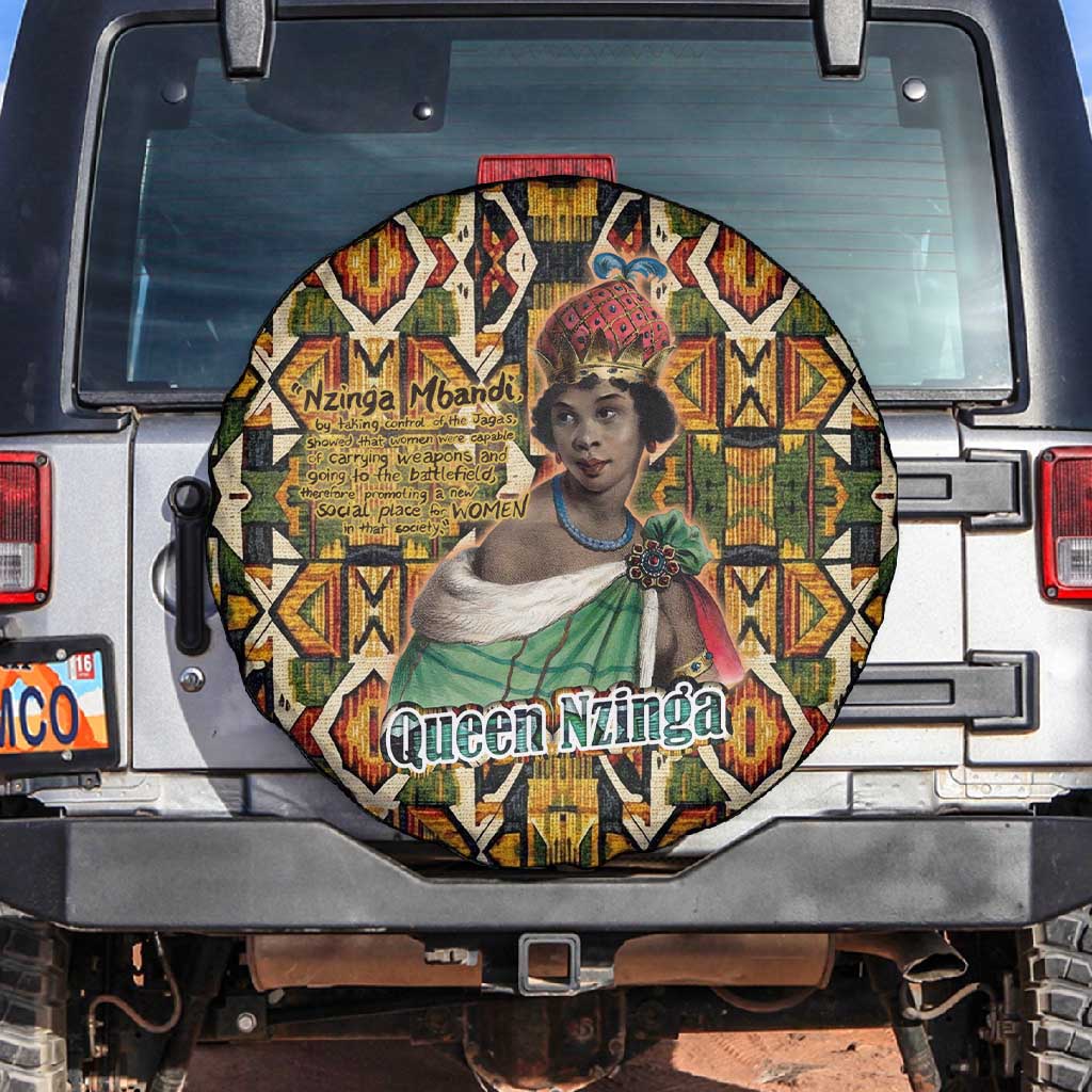 Queen Nzinga Spare Tire Cover Mbandi Traditional Regal Portrait Empowerment Quote African Female Leadership - Wonder Print Shop