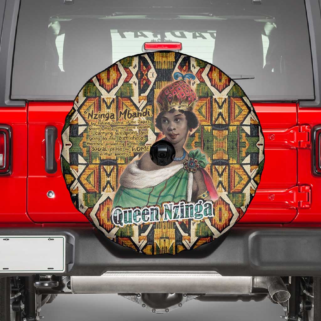 Queen Nzinga Spare Tire Cover Mbandi Traditional Regal Portrait Empowerment Quote African Female Leadership - Wonder Print Shop
