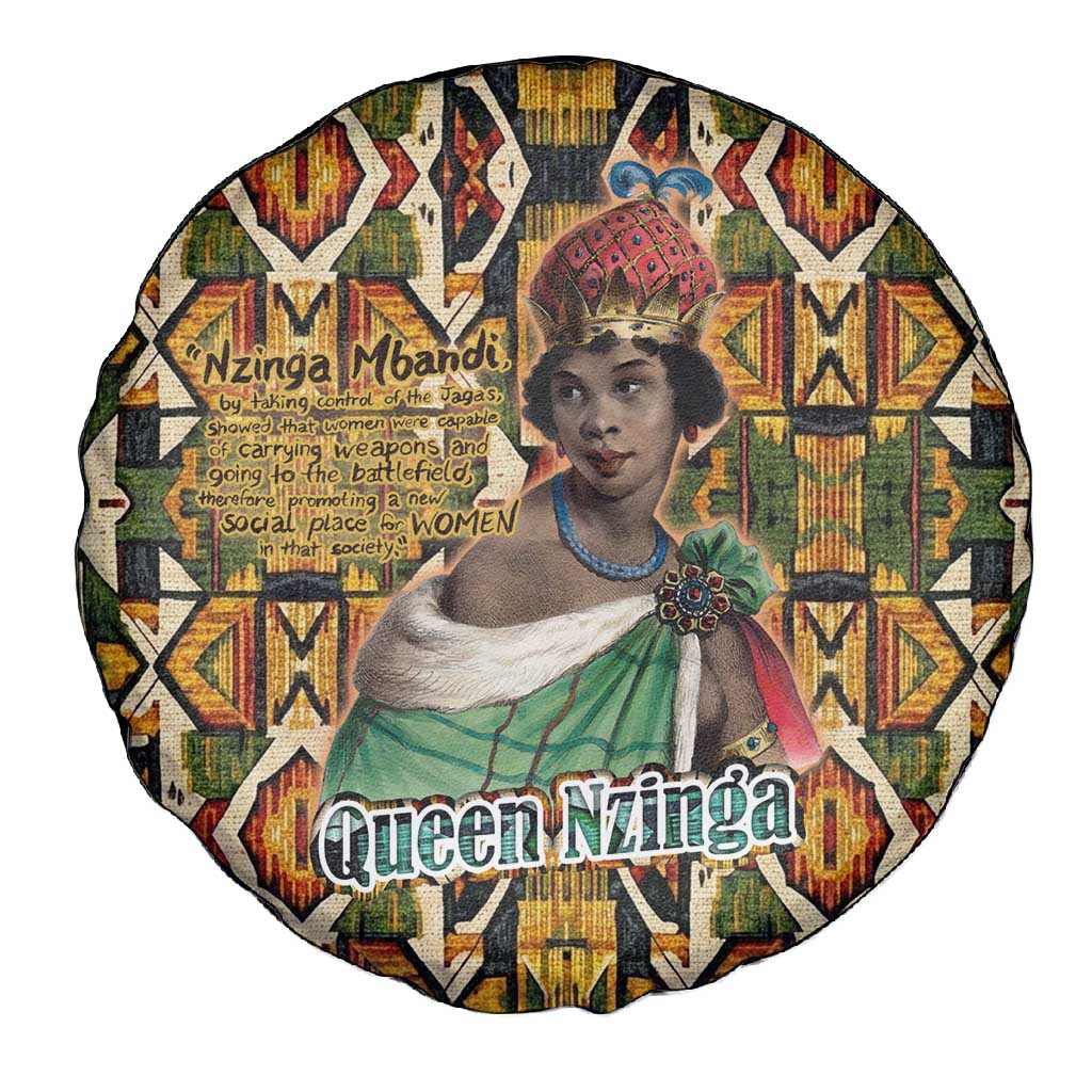 Queen Nzinga Spare Tire Cover Mbandi Traditional Regal Portrait Empowerment Quote African Female Leadership - Wonder Print Shop