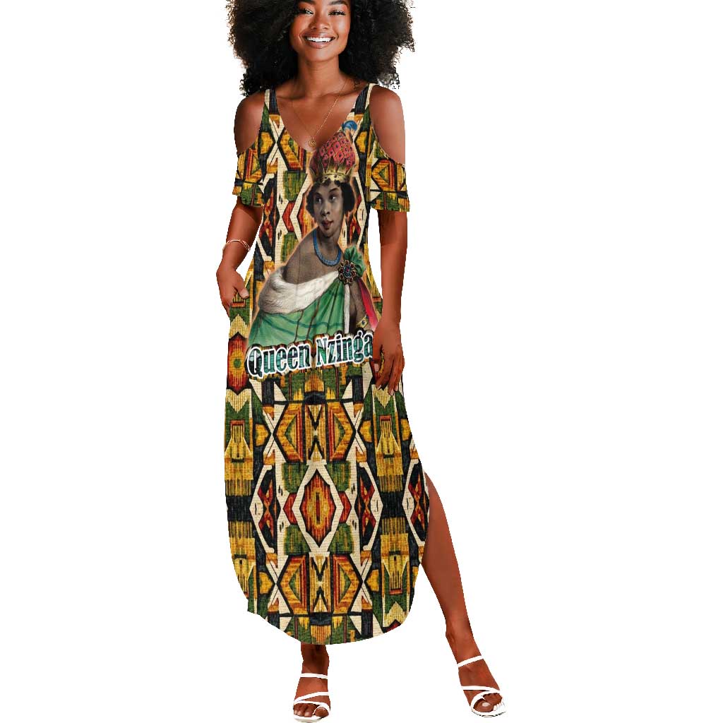 Queen Nzinga Summer Maxi Dress Mbandi Traditional Regal Portrait Empowerment Quote African Female Leadership - Wonder Print Shop