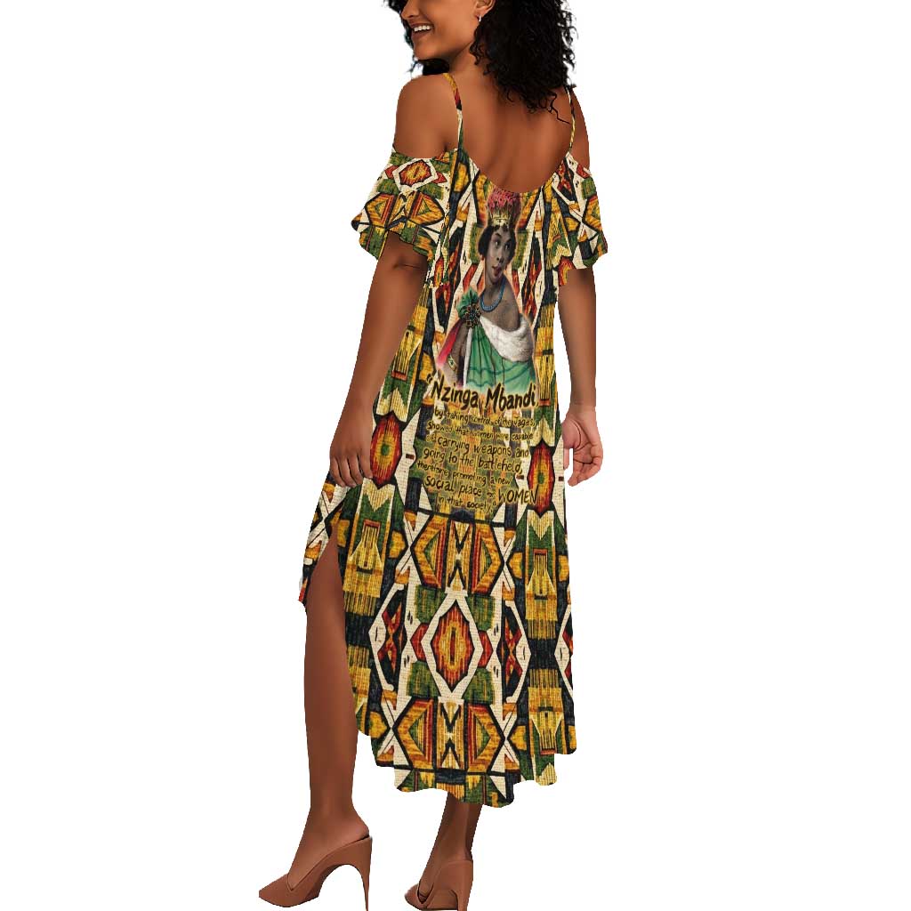 Queen Nzinga Summer Maxi Dress Mbandi Traditional Regal Portrait Empowerment Quote African Female Leadership - Wonder Print Shop
