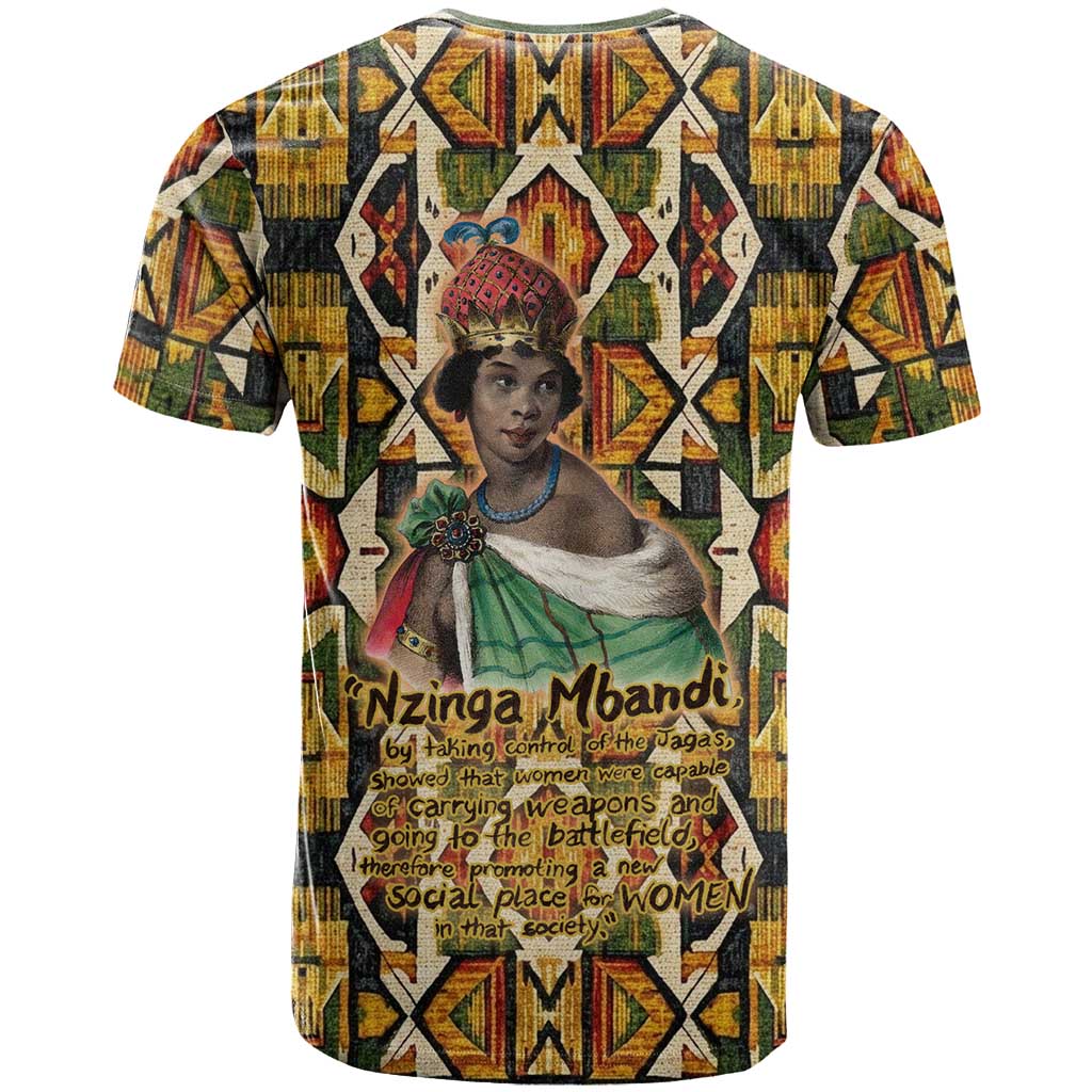 Queen Nzinga T shirt Mbandi Traditional Regal Portrait Empowerment Quote African Female Leadership - Wonder Print Shop