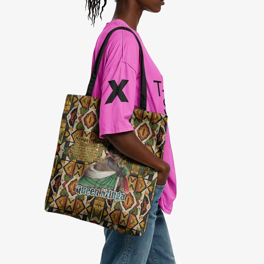Queen Nzinga Tote Bag Mbandi Traditional Regal Portrait Empowerment Quote African Female Leadership - Wonder Print Shop