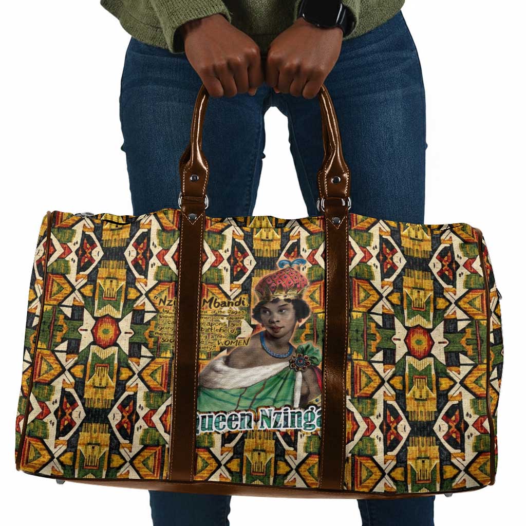 Queen Nzinga Travel Bag Mbandi Traditional Regal Portrait Empowerment Quote African Female Leadership - Wonder Print Shop