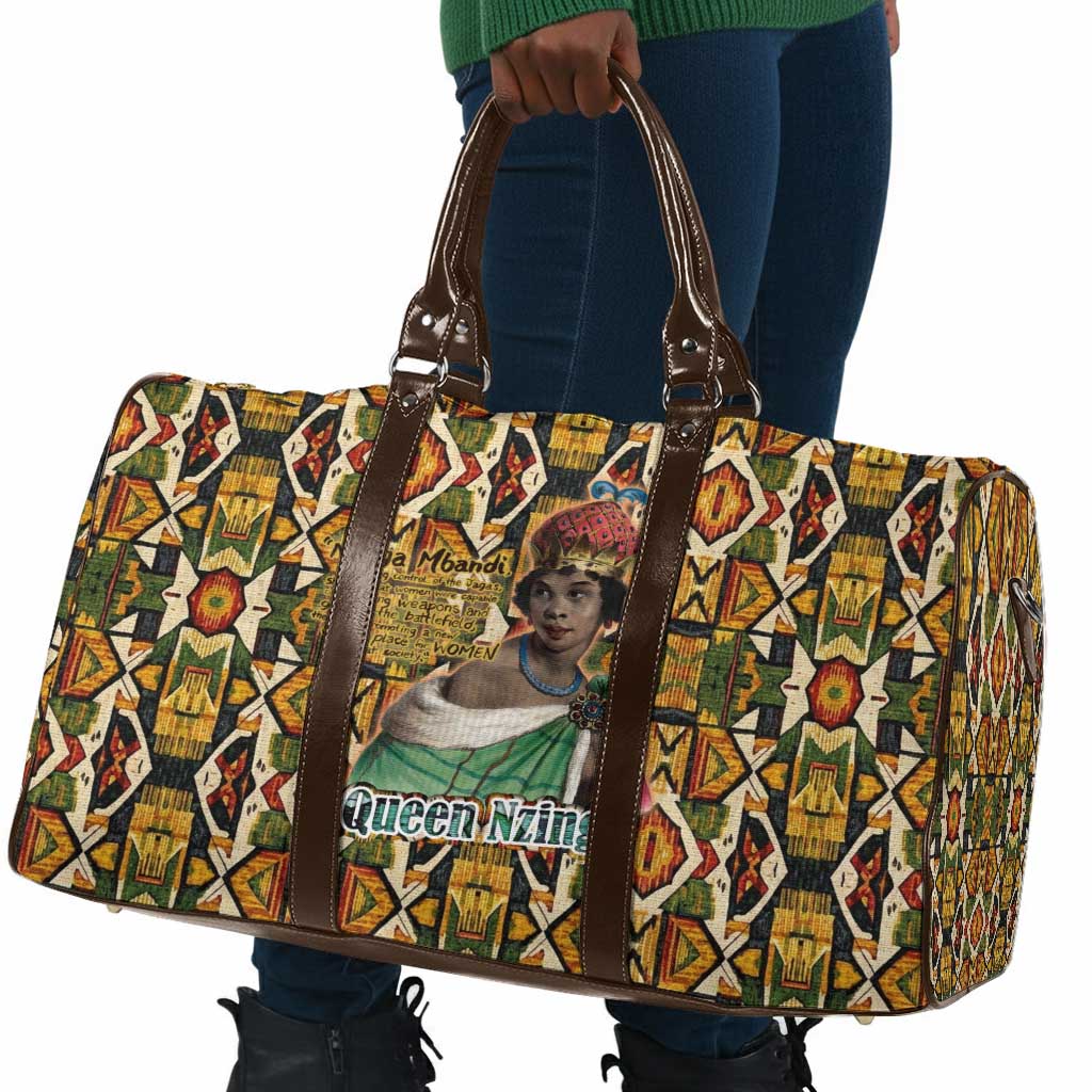 Queen Nzinga Travel Bag Mbandi Traditional Regal Portrait Empowerment Quote African Female Leadership - Wonder Print Shop