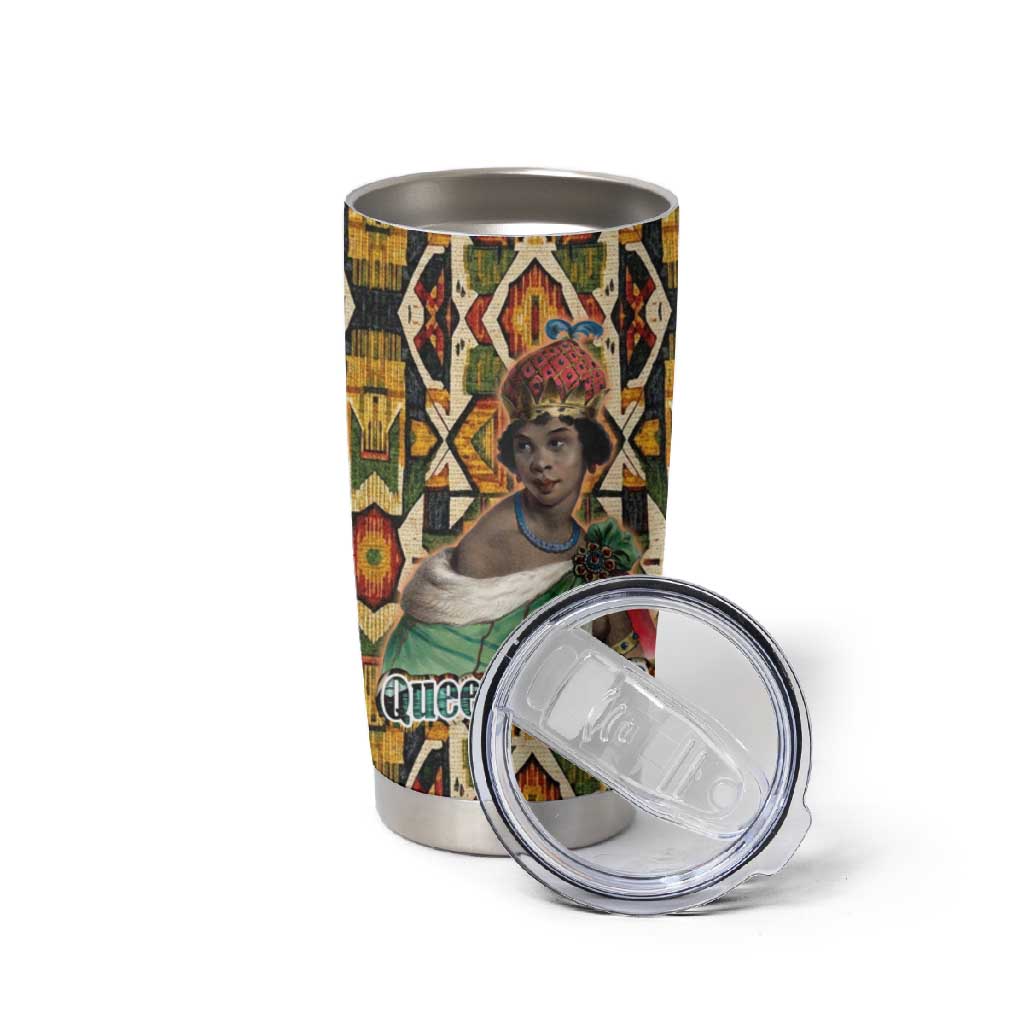 Queen Nzinga Tumbler Cup Mbandi Traditional Regal Portrait Empowerment Quote African Female Leadership - Wonder Print Shop