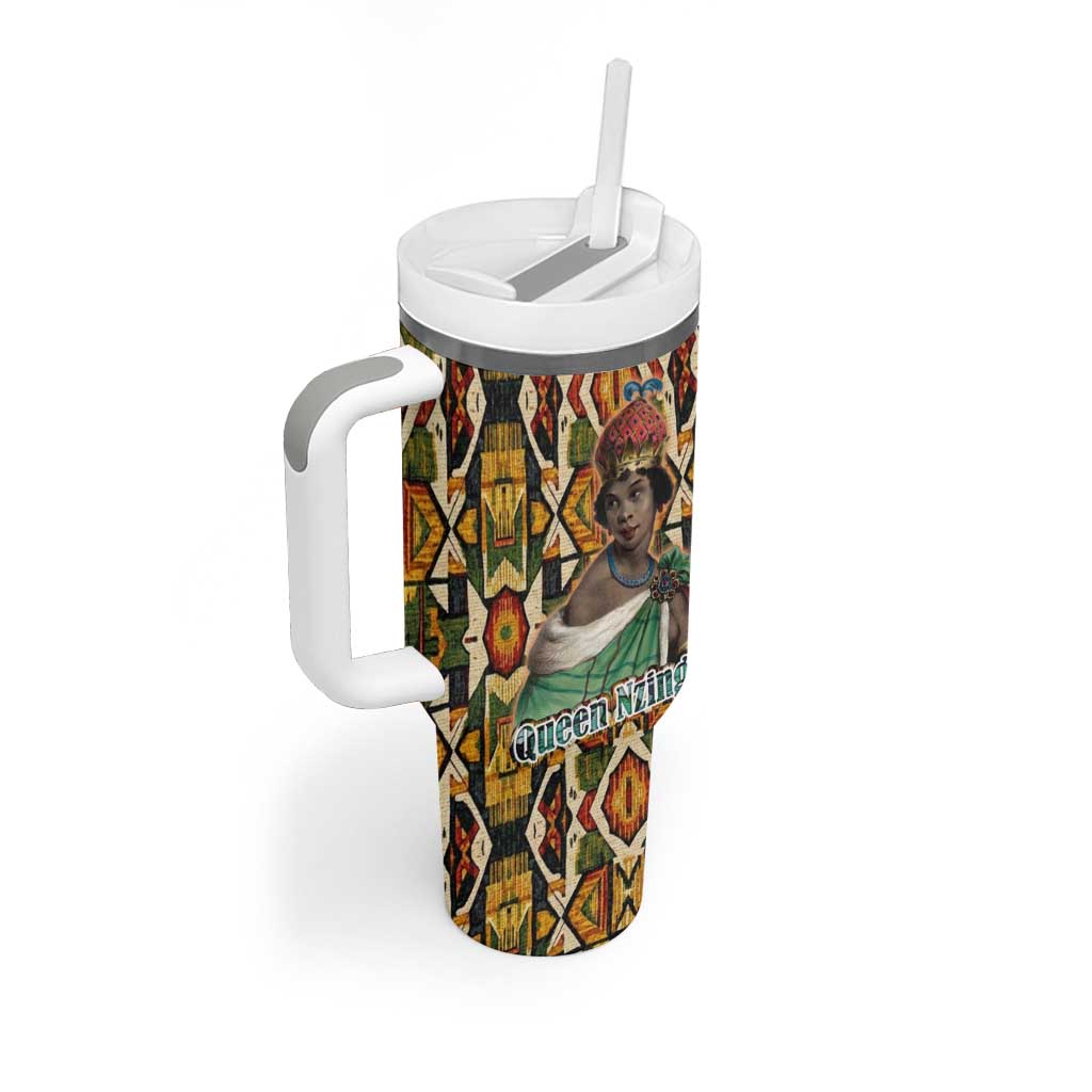 Queen Nzinga Tumbler With Handle Mbandi Traditional Regal Portrait Empowerment Quote African Female Leadership - Wonder Print Shop