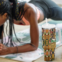 Queen Nzinga Tumbler With Handle Mbandi Traditional Regal Portrait Empowerment Quote African Female Leadership - Wonder Print Shop