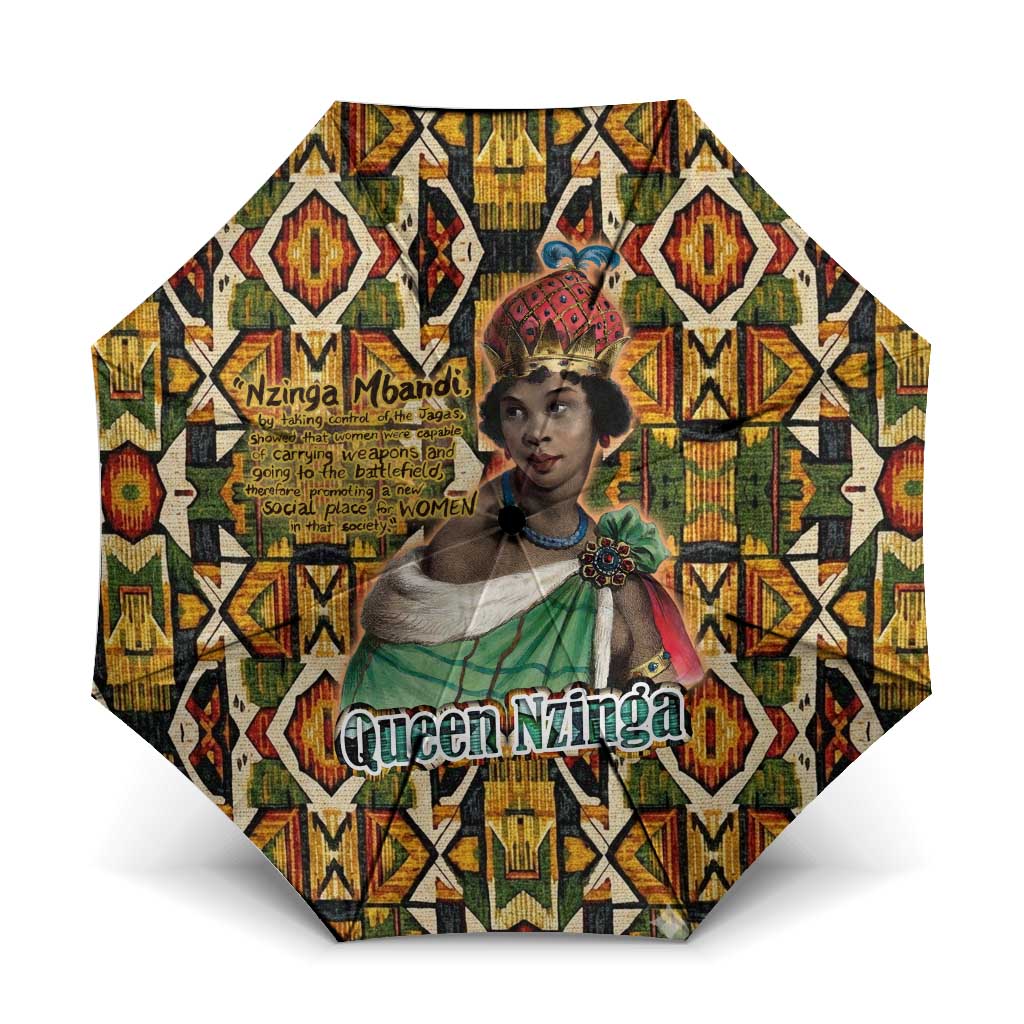 Queen Nzinga Umbrella Mbandi Traditional Regal Portrait Empowerment Quote African Female Leadership - Wonder Print Shop