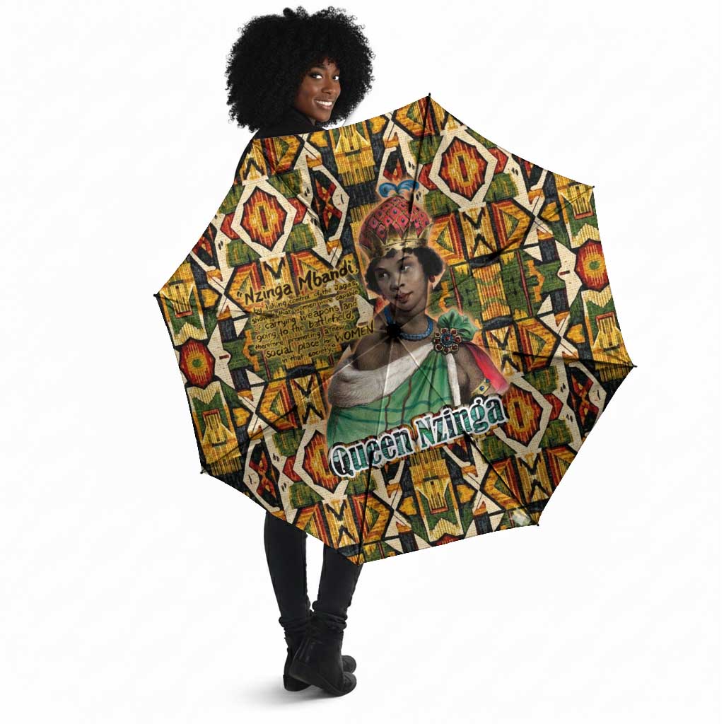 Queen Nzinga Umbrella Mbandi Traditional Regal Portrait Empowerment Quote African Female Leadership - Wonder Print Shop