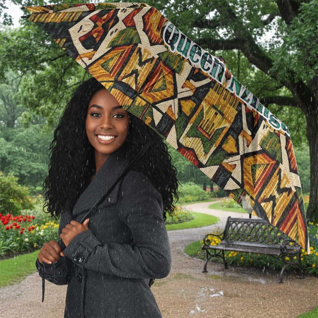 Queen Nzinga Umbrella Mbandi Traditional Regal Portrait Empowerment Quote African Female Leadership - Wonder Print Shop