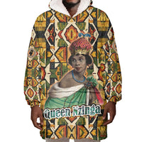 Queen Nzinga Wearable Blanket Hoodie Mbandi Traditional Regal Portrait Empowerment Quote African Female Leadership - Wonder Print Shop